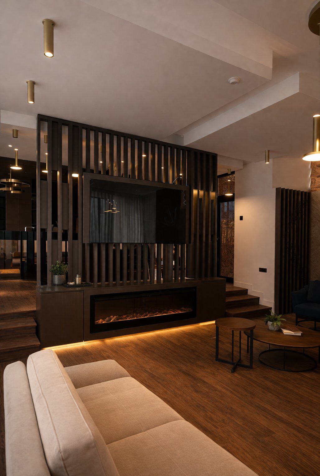 Zona TV și șemineu living